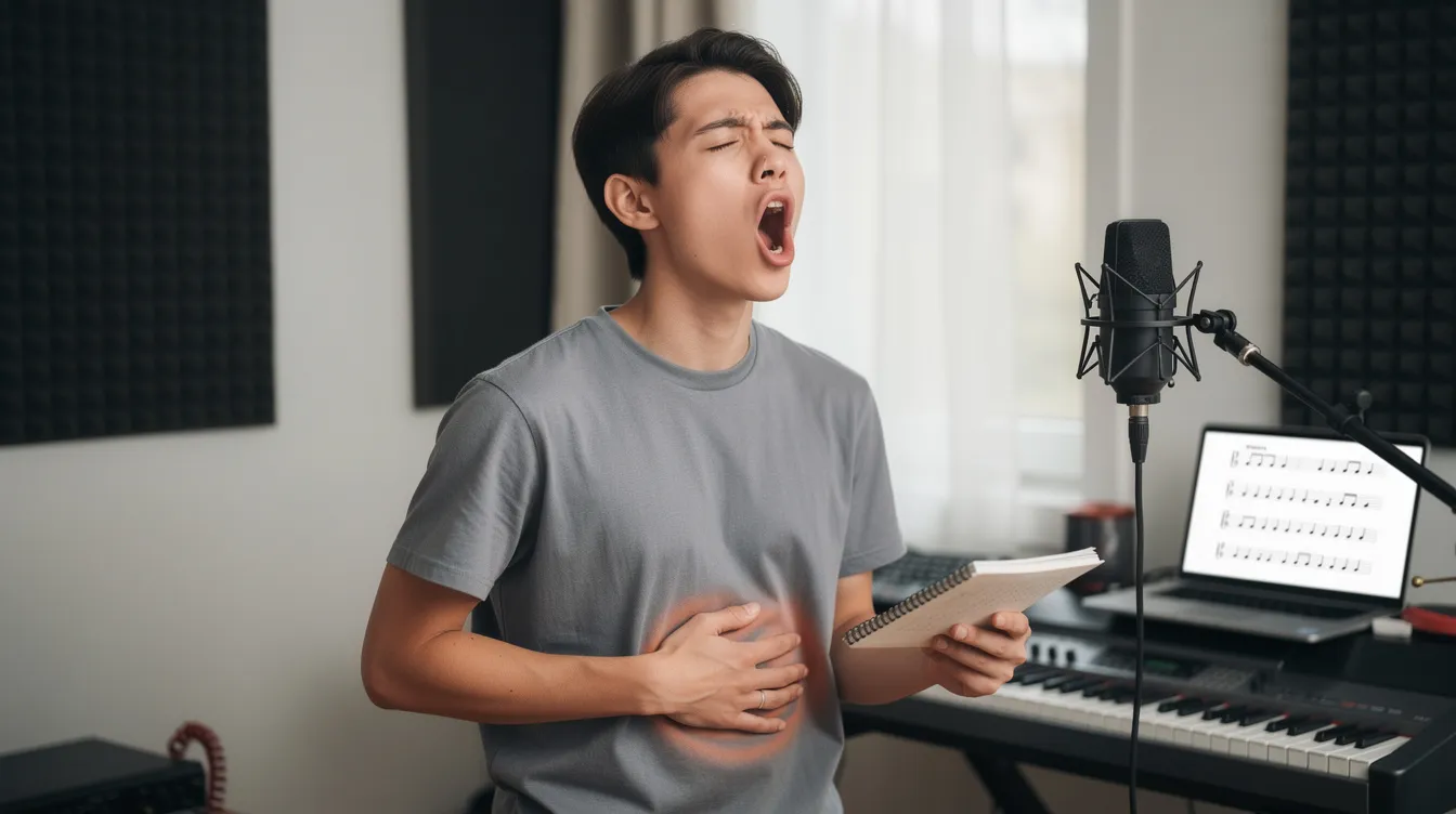 Guy doing vocal exercises